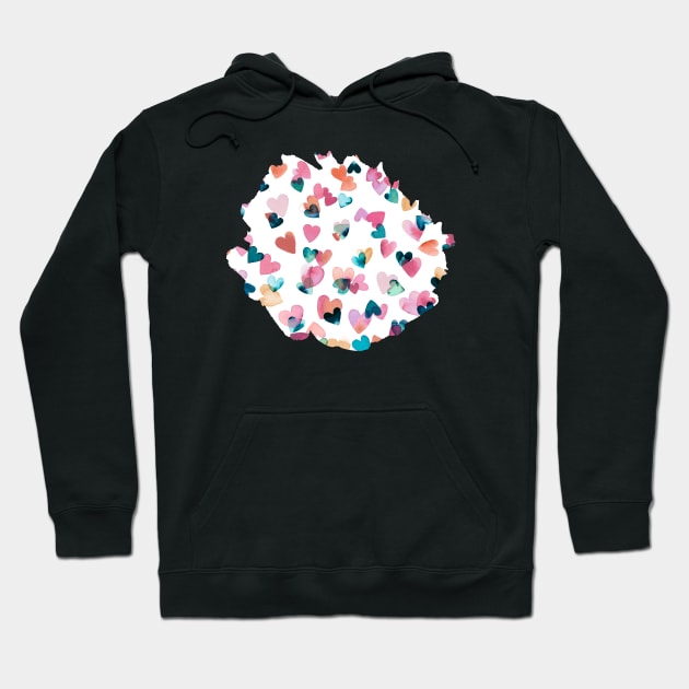 Watercolor Hearts Multi Hoodie by ninoladesign